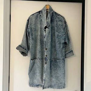 Vintage Oversized Denim Jacket, Acid Wash, 100% Cotton, Size 42